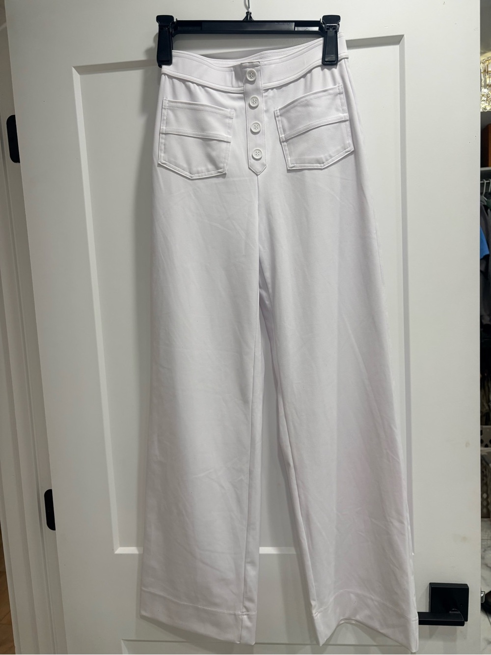 HALARA White Straight-Leg Button-Front Jumpsuit Pants